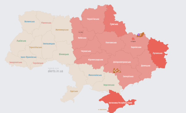 Карта тревог на 19 февраля.