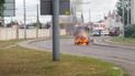 Во Львове возле вокзала вспыхнуло такси