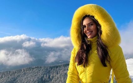 Поехала в Буковель: участница "Холостяка" в лимонном комбинезоне позировала на фоне гор