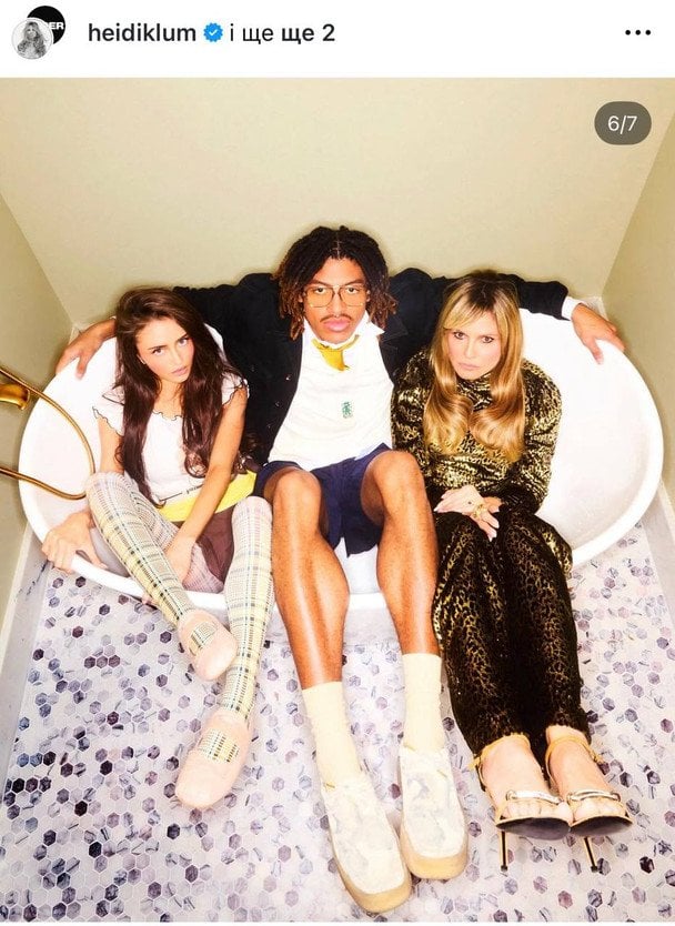 Гайді Клум із сином і донькою / Фото: instagram.com/papermagazine / © Instagram Гайді Клум