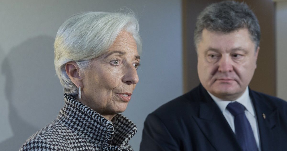Директор-распорядитель МВФ Кристин Лагард и президент Украины Петр Порошенко