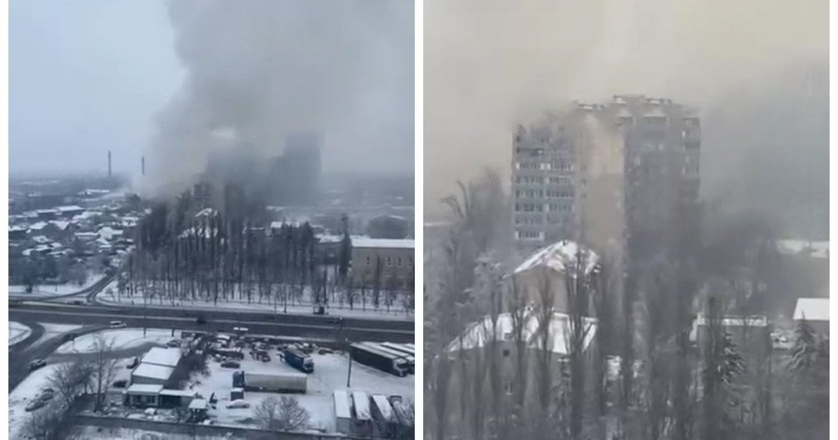 Дим у Святошинському районі Києва 23 січня