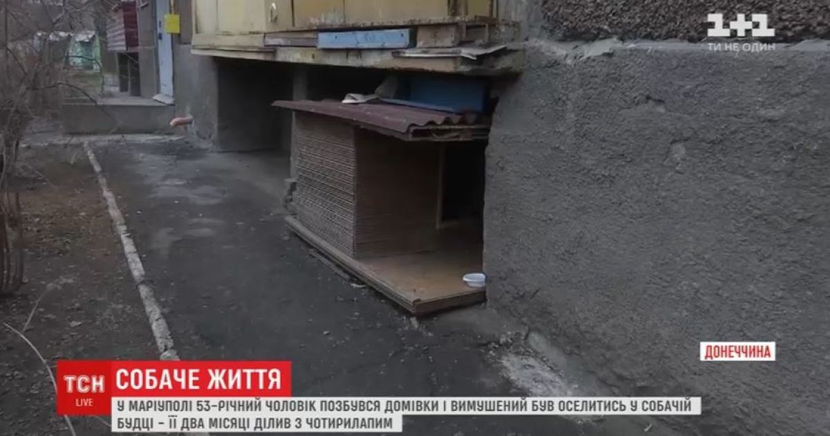 Волонтеры в Мариуполе нашли квартиру для мужчины, который месяцами жил в собачьей конуре