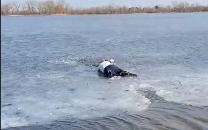 В Киеве мужчина спас девушку, которая провалилась под лед