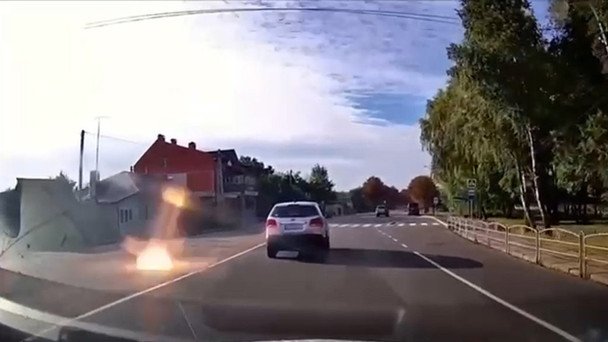 Moment of explosion in Nizhyn, September 19, 2025 / Screenshot from video by Oleksandr Kodola
