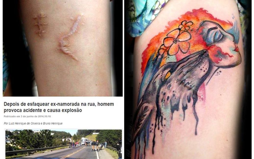 Девушка пытается помочь пострадавшим / © Facebook/Flavia Carvalho - Daedra Art & Tattoo