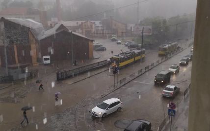 Затопленные улицы, дома, гром и молния: во Львове свирепствует непогода (фото, видео)