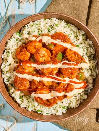 Кремовый рис с морепродуктами