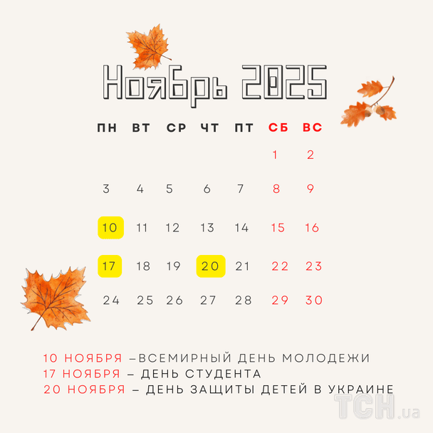 Что празднуем в ноябре 2025 года / © ТСН