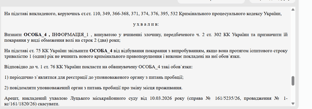 Вирок суду / © Єдиний державний реєстр судових рішень