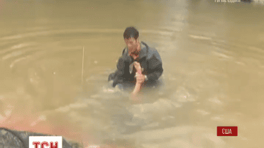 В США смельчаки спасли женщину и ее собаку с тонущего авто