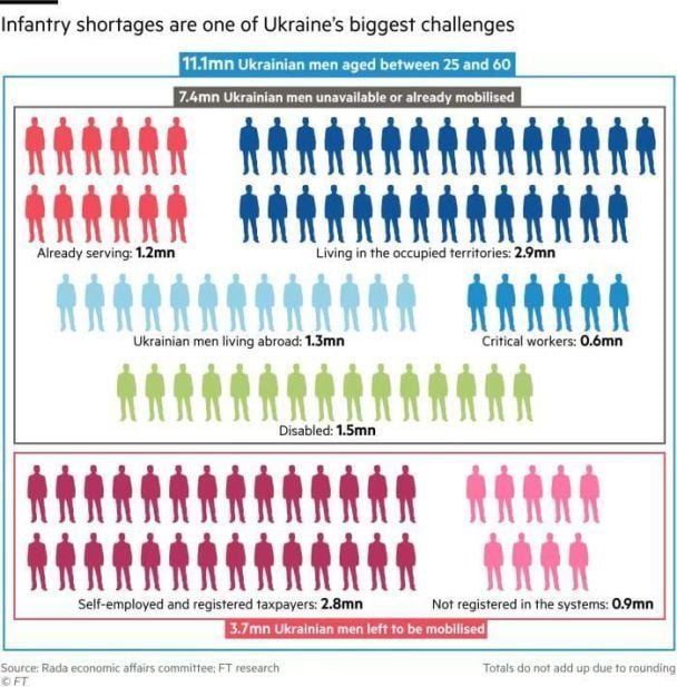 Мобілізаційний резерв України станом на листопад 2024 року/ Інфографіка: The Financial Times / © 