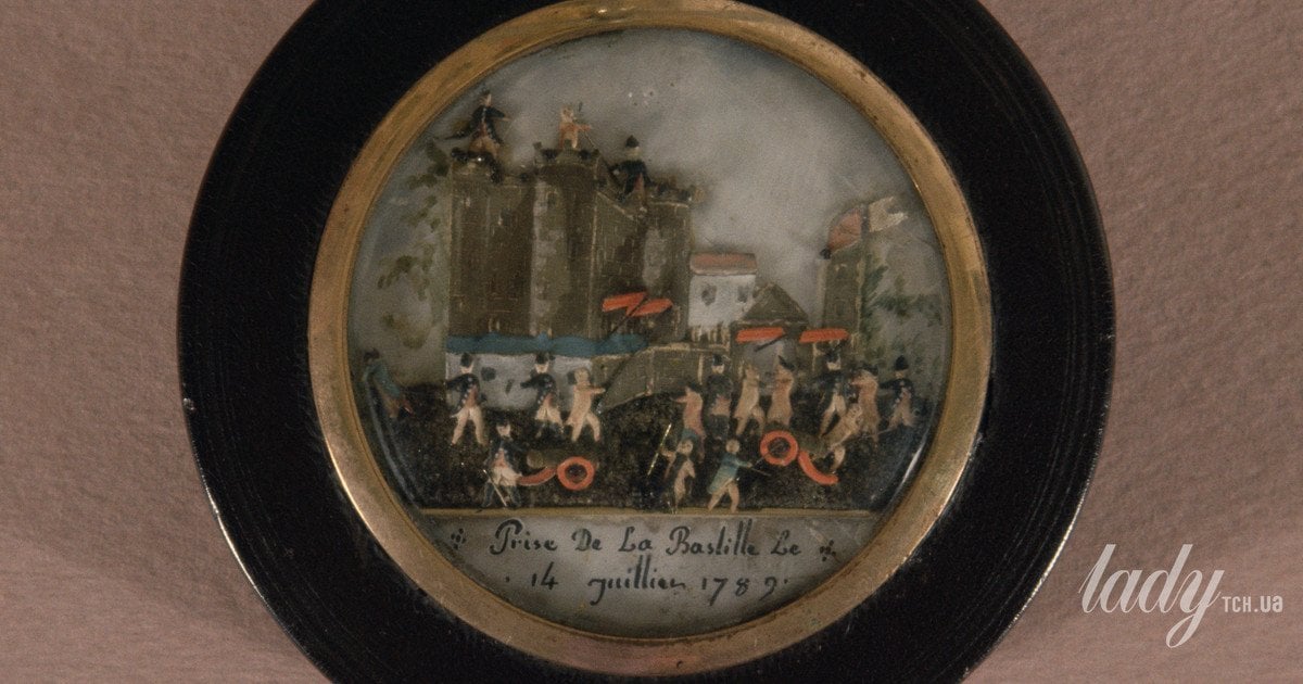 Ґудзик із зображенням штурму Бастилії, кінець 18 століття