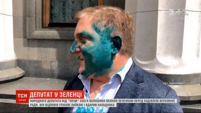 Депутата Волошина облили зеленкой: в ответ он ударил нападающего
