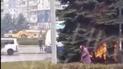 В Кривом Роге бабушка сожгла елку возле горсовета (видео)