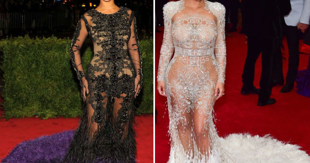 Бейонсе на Met Gala -2012 и Ким Кардашьян на Met Gala -2015