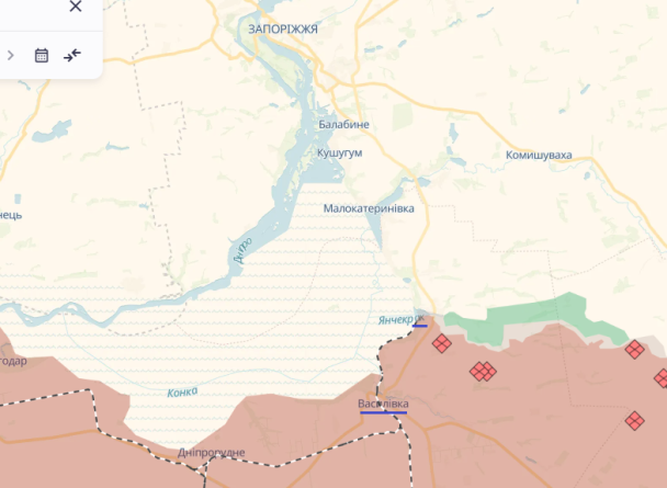 Васильевка и Каменское на карте / © Deepstatemap