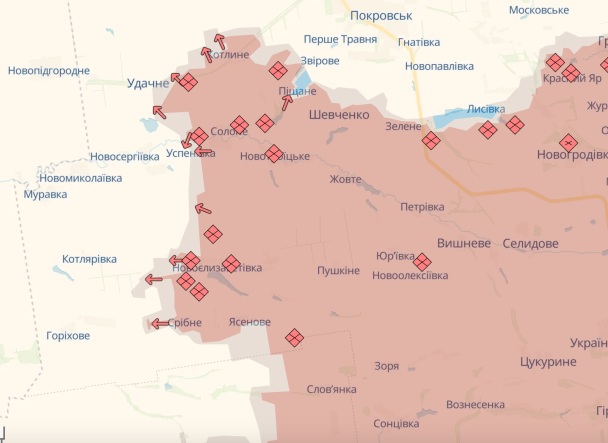 Мапа бойових дій від Deep State на Донеччині