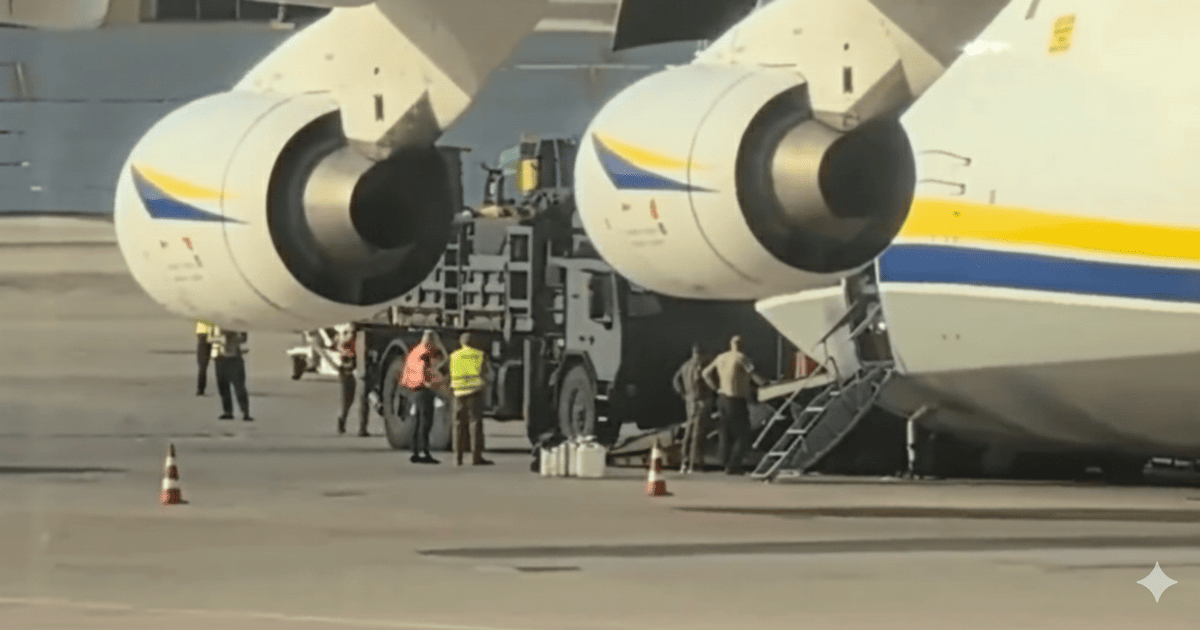 Завантаження літака Ан-124 в аеропорту Бен Гуріон
