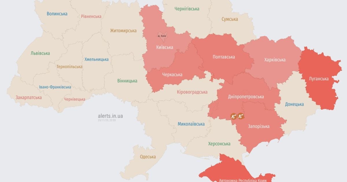 Воздушная тревога распространяется по Украине