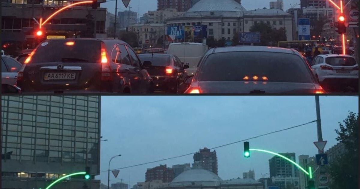 У Києві встановили експериментальний світлофор з підсвіченою опорою