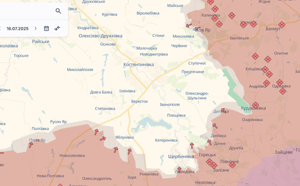 Костянтинівка на карті / © Deepstatemap