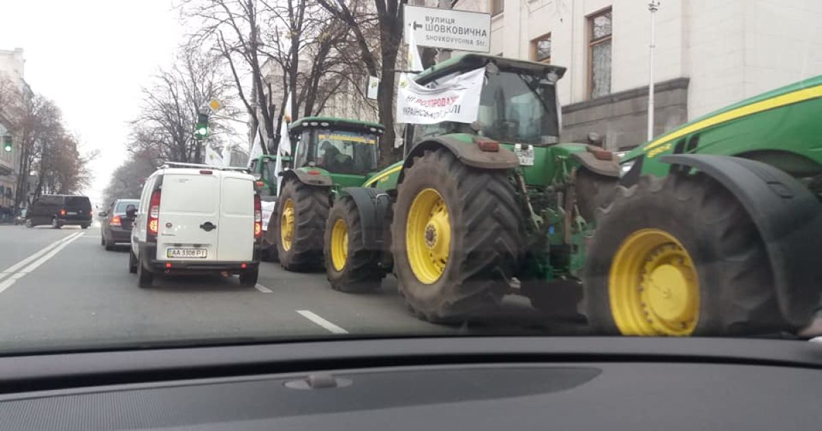 Противники продажи земли принесли под Раду свинью в гробу