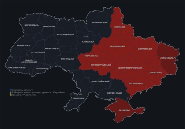 Воздушная тревога 13 сентября. Карта тревог.