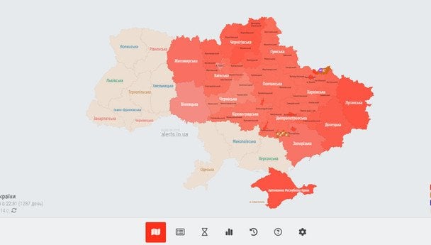 Карта повітряної тривоги. / © alerts.in.ua