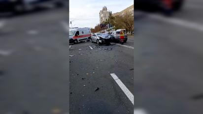 В Киеве на Харьковском шоссе произошла масштабная авария