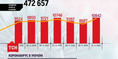 За минулу добу в українських лабораторіях підтвердили 10 842 діагнози коронавірусу