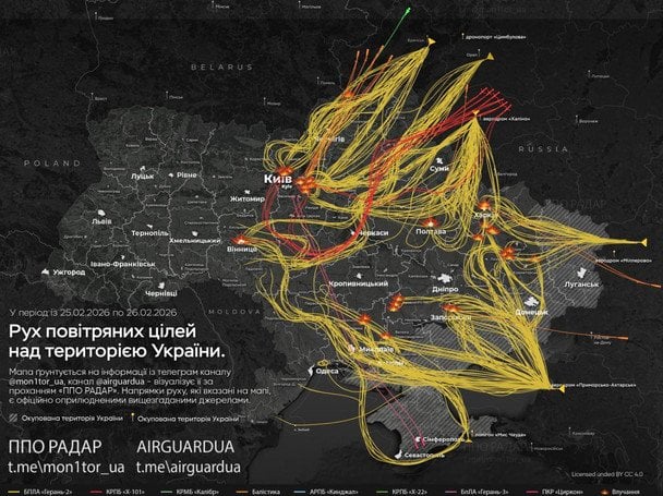 Російська атака вночі та зранку 26 лютого. 
