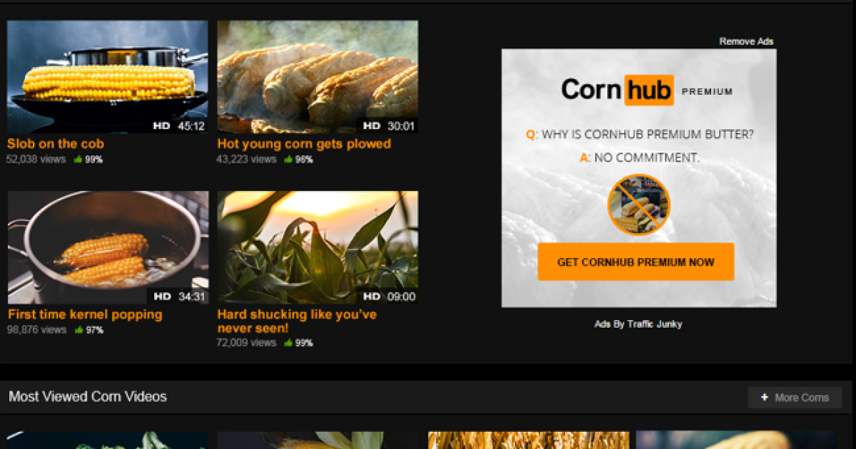 Кукуруза вместо порно. PornHub разыграл своих пользователей