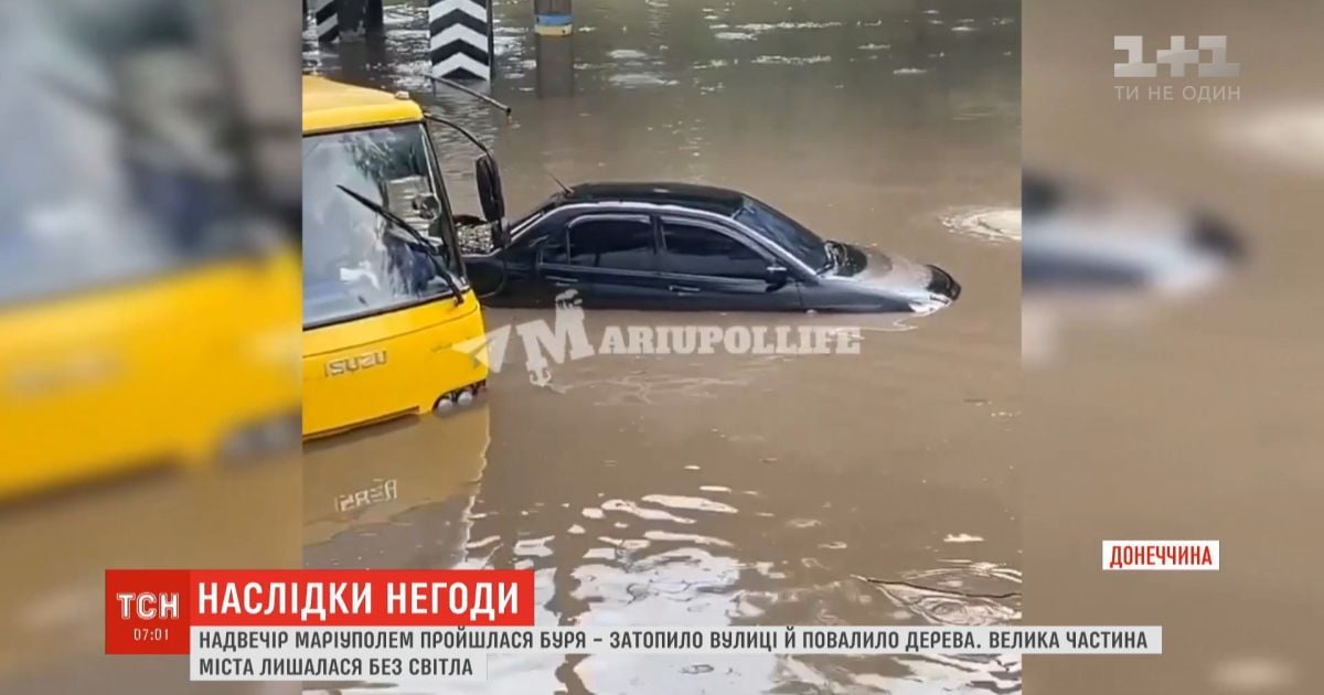 Улицы - реки и поваленные деревья: непогода натворила беды в Мариуполе