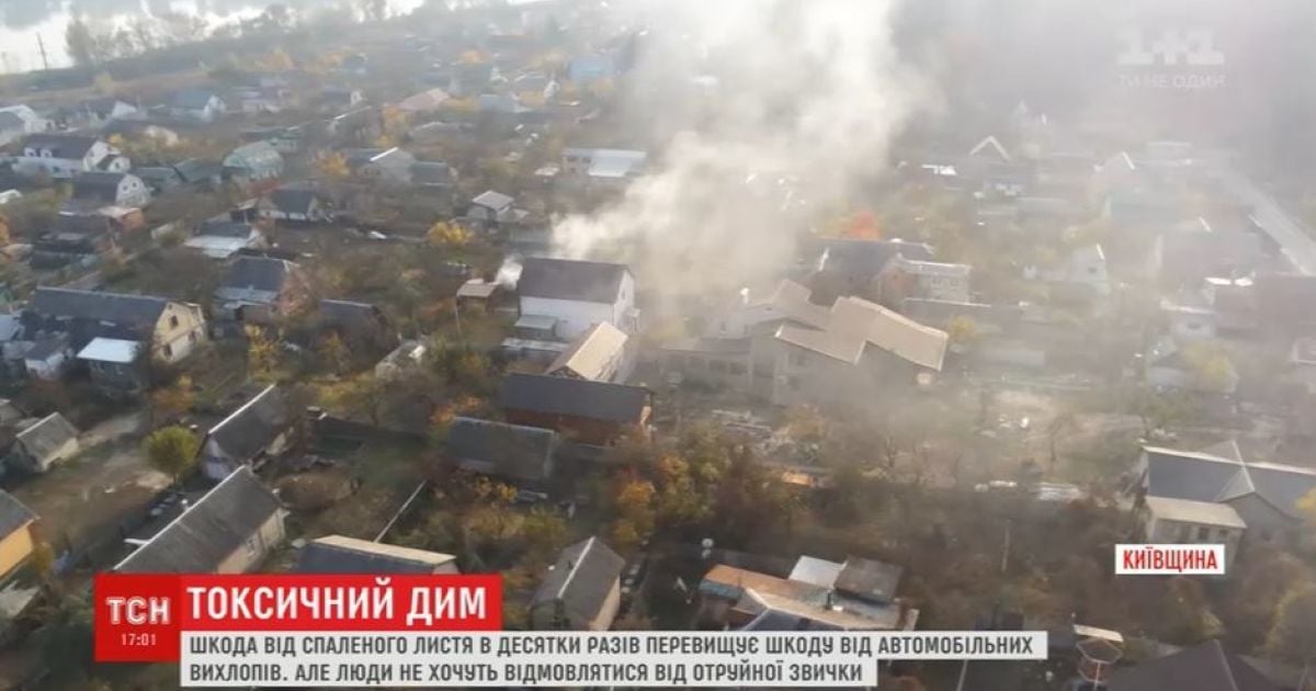Забруднення повітря під час спалення листя вдесятеро сильніше ніж на автостраді - експерти