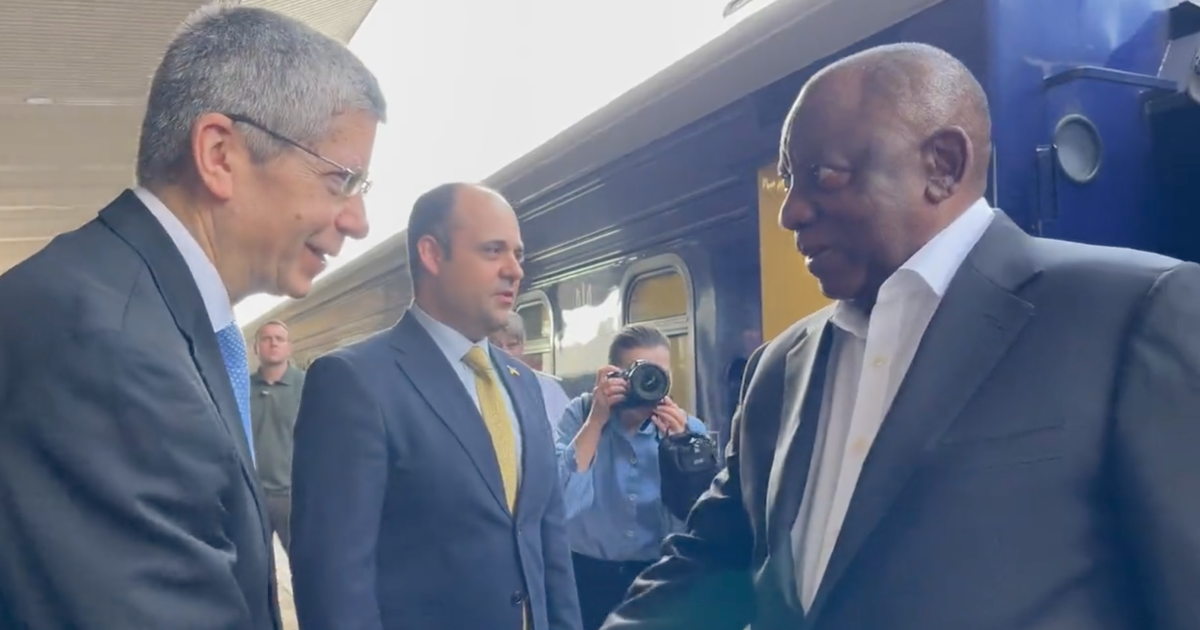 Президент ЮАР Сирил Рамафоса прибыл в Украину 16 июня/Скриншот