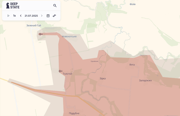 Окуповане Грушівське на мапі  / © Deepstatemap
