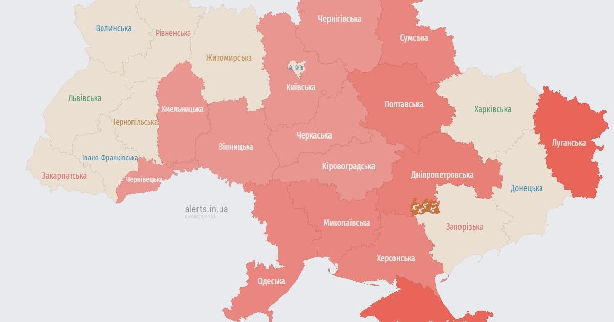 Повітряна тривога не оголошена лише у кількох областях