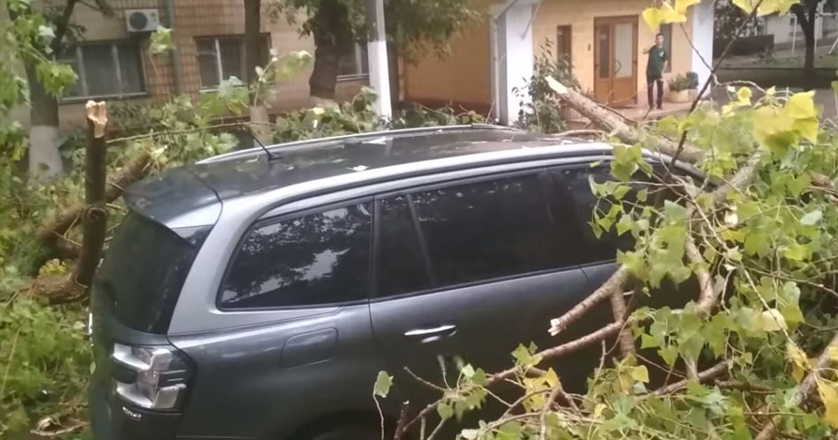 Ураган в Одесі побив "чортову дюжину" машин та заблокував жінку