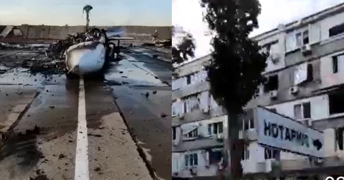 Спалений літак та пошкоджені будинки: в окупованому Криму показали наслідки вибухів на аеродромі "Саки"