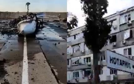 Спалений літак та пошкоджені будинки: в окупованому Криму показали наслідки вибухів на аеродромі "Саки"