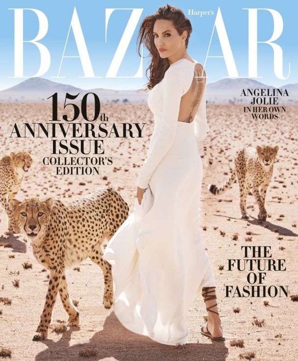 Джолі знялася із гепардами / © harpersbazaar.com