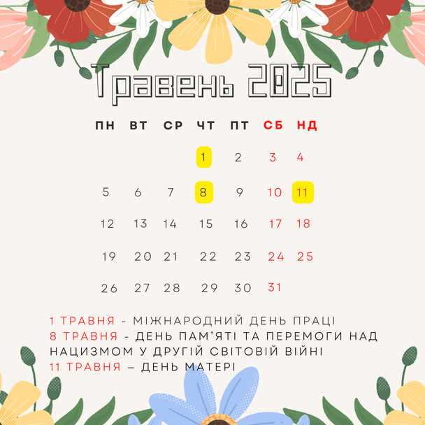 Міжнародні та державні свята в травні 2025 року: календар, що і коли святкуємо / © ТСН