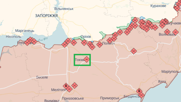 Токмак на карті / © Deepstatemap