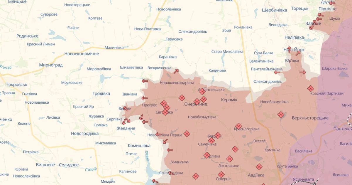 Наступ росіян у напрямку Покровська та Торецька