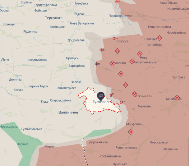 Наступ росіян на Гуляйпільському напрямку, січень-грудень 2025 рік. Джерело: DeepState