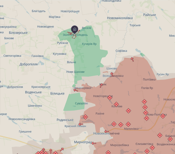 «Добропільський прорив», серпень та грудень 2025 року. Джерело: DeppState