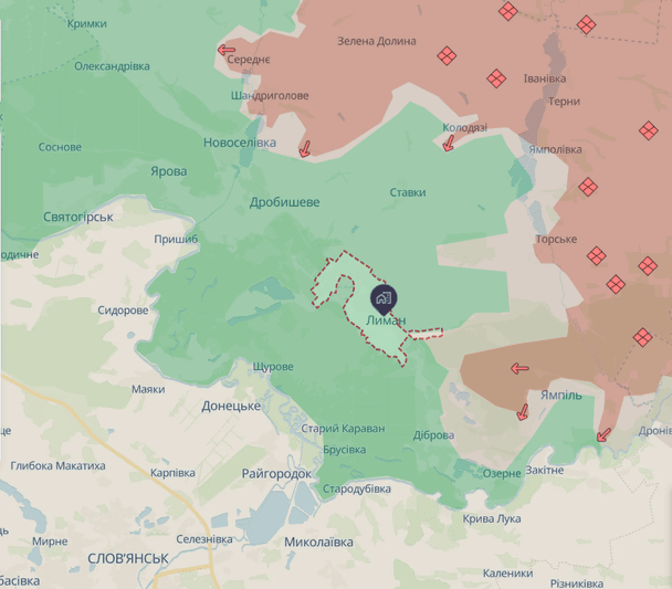 Просування Росії на Лиманському напрямку за рік. Джерело: DeepState