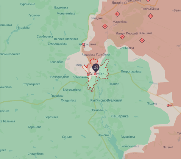 Куп’янськ січень та грудень 2025 рік. Джерело: DeepState