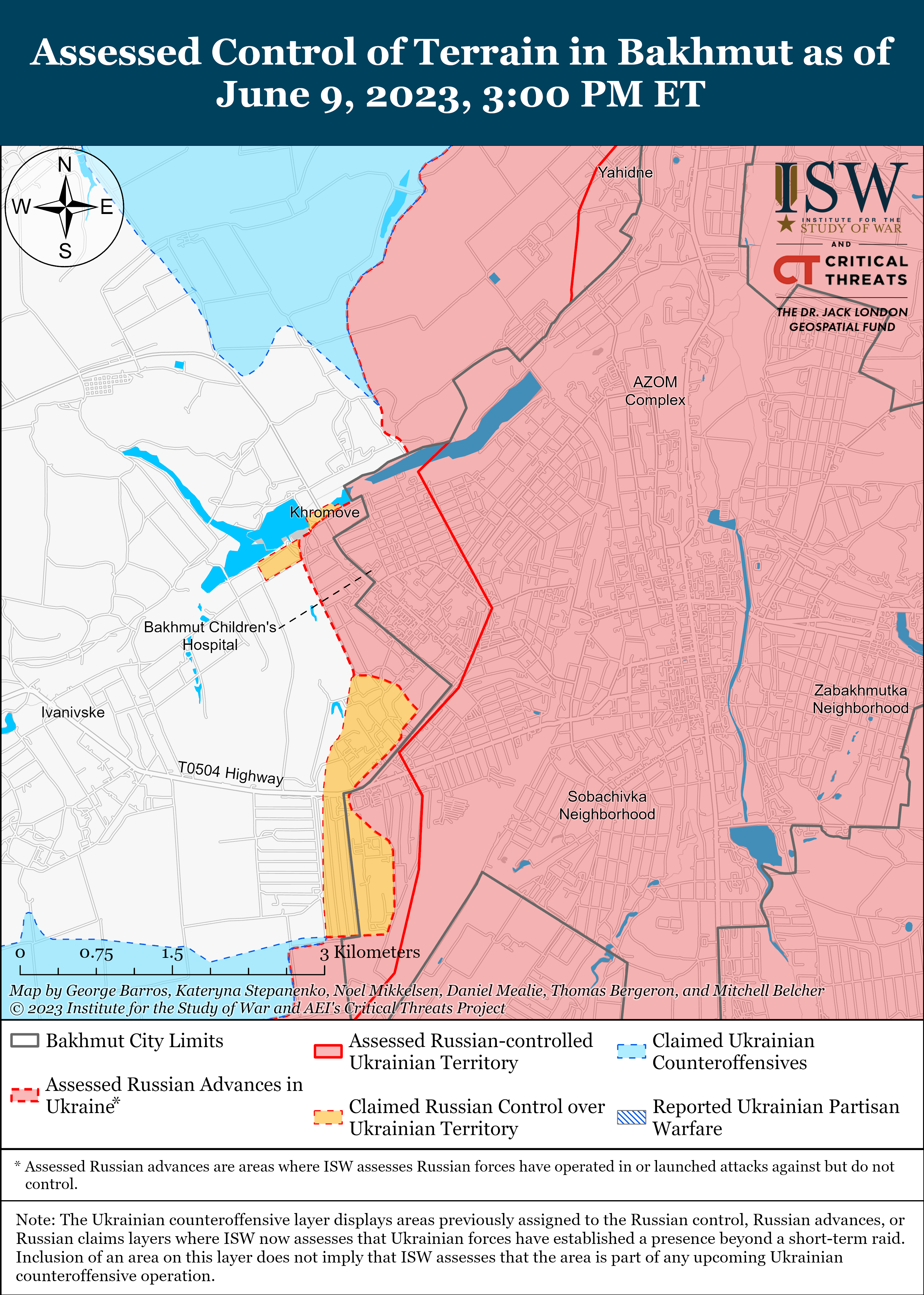 Ситуація в Бахмуті. Карта боїв ISW. / © 